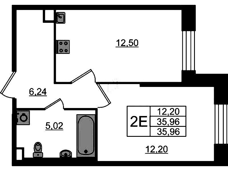 1-комнатная квартира 35.96 м², 1/23 эт., ЖК «Живи! В Рыбацком»